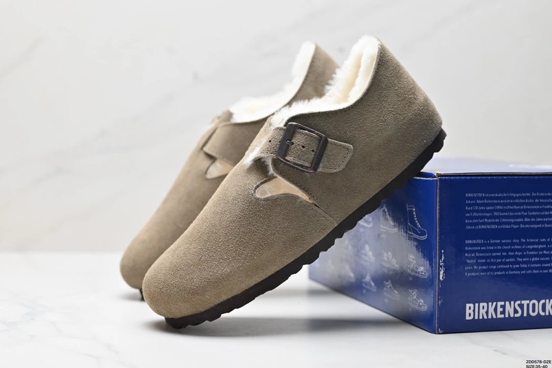 Birkenstock London Shearling Suede Taupe