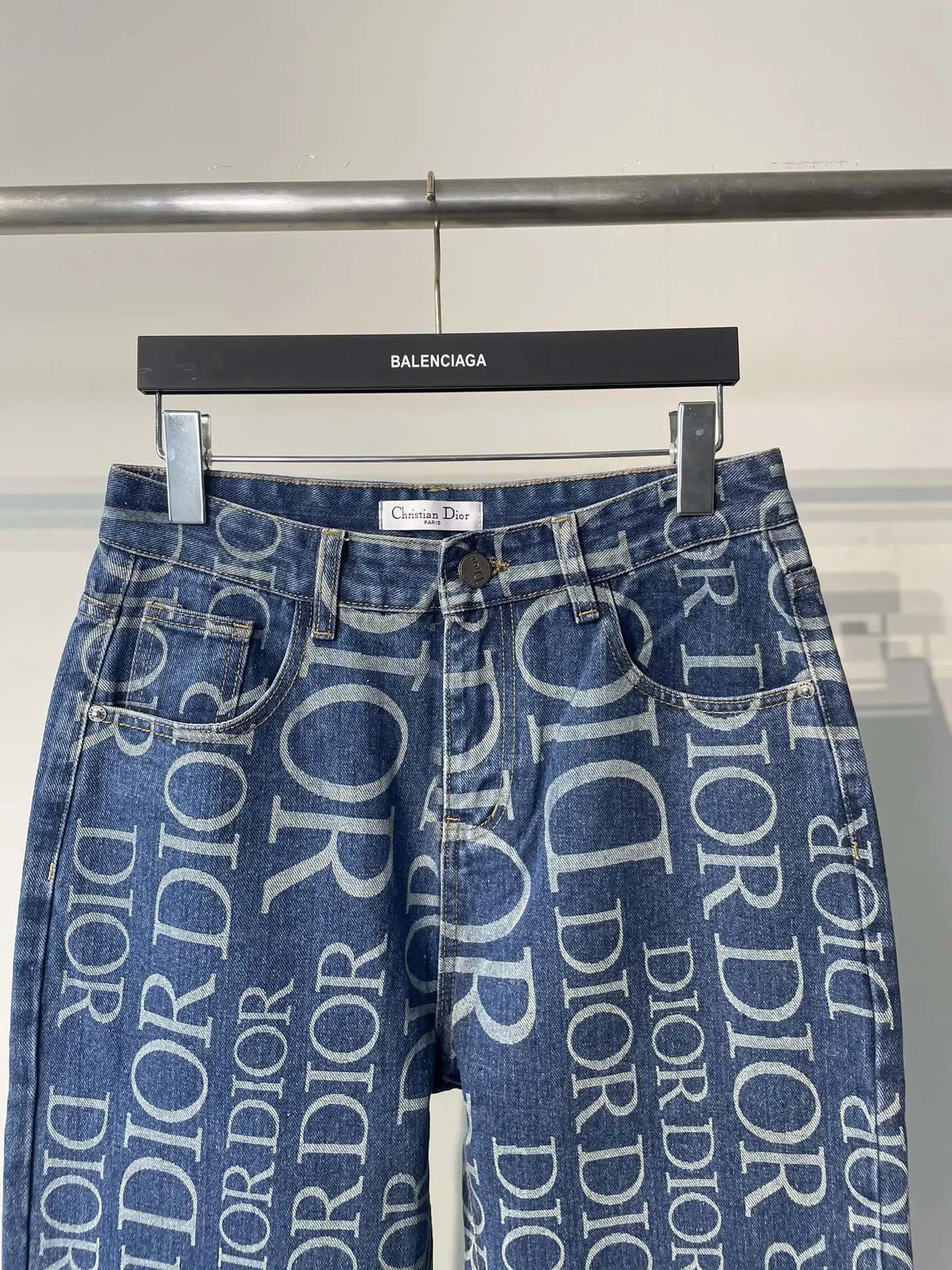 Dior Oblique Print Straight-Leg Jeans Black - 9