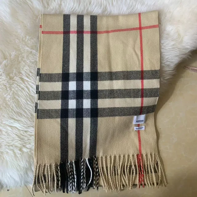 Burberry Scarves Fringed check scarf with embroidered Equestrian Knight product detail image 7