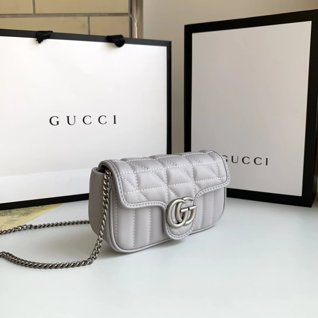 Gucci Marmont Mini Chain Bag Red Quilted Leather Shoulder Bag - 12