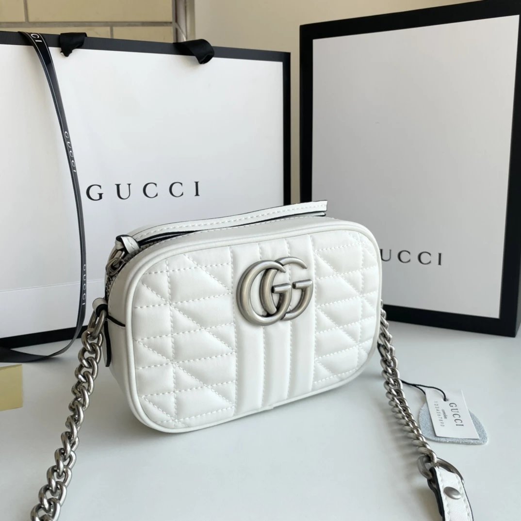 Gucci Marmont Mini Chain Bag Red Quilted Leather Shoulder Bag - 14