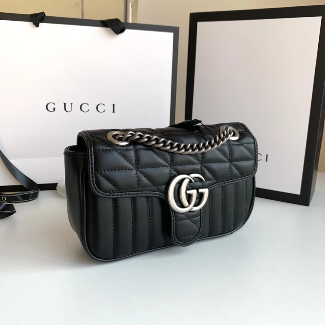 Gucci Marmont Mini Chain Bag Red Quilted Leather Shoulder Bag - 7