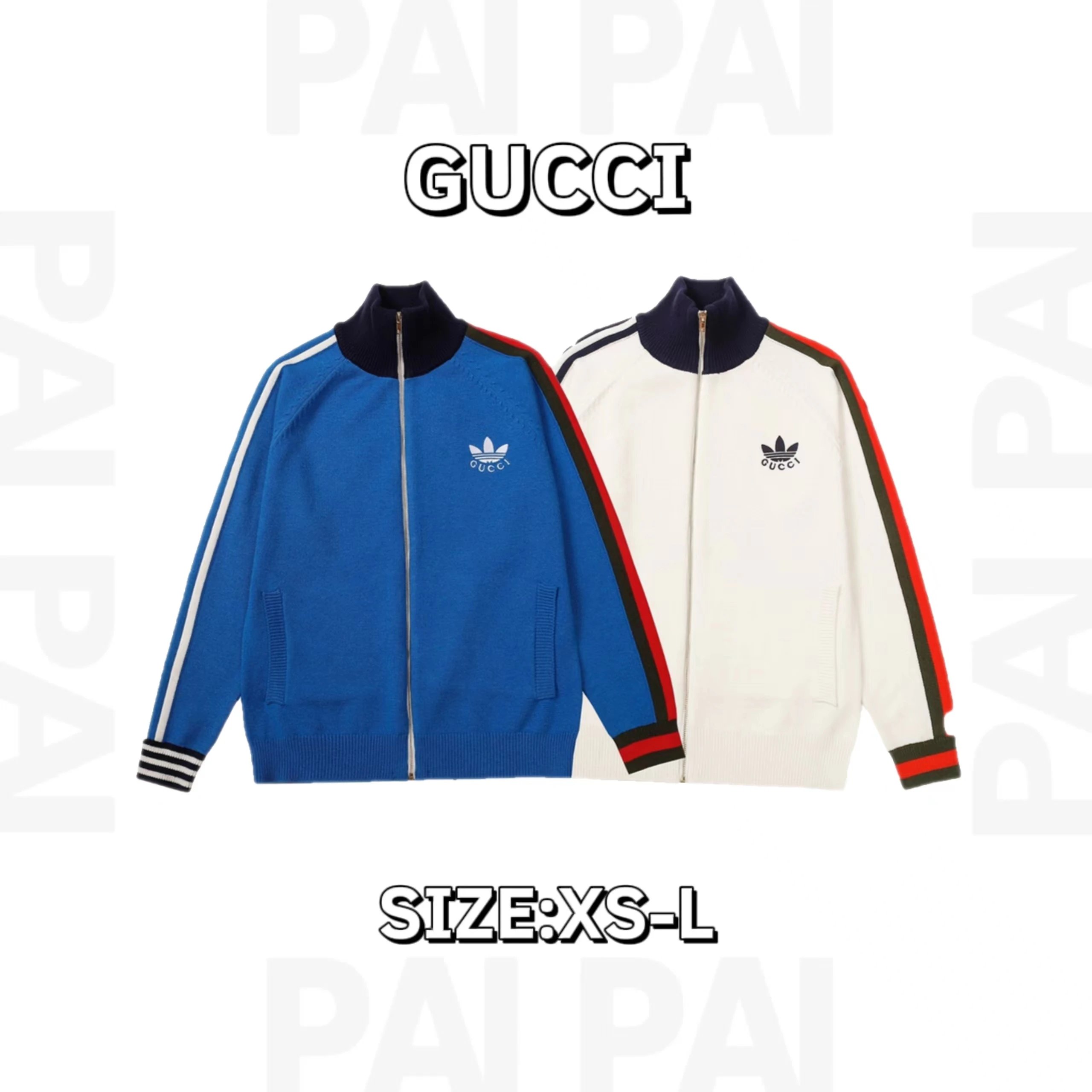 Gucci Blue and White Zip-Up Track Jackets