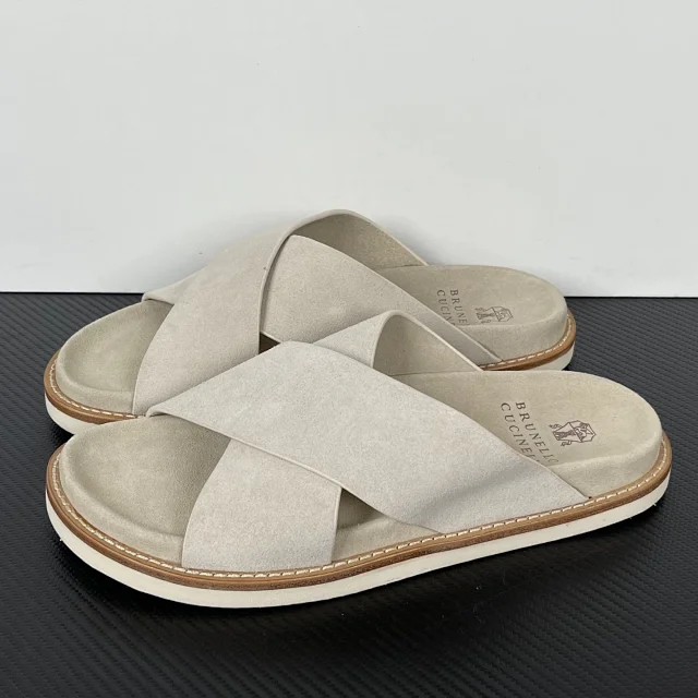 Brunello Cucinelli Slippers Suede Slide Sandals product detail image 35