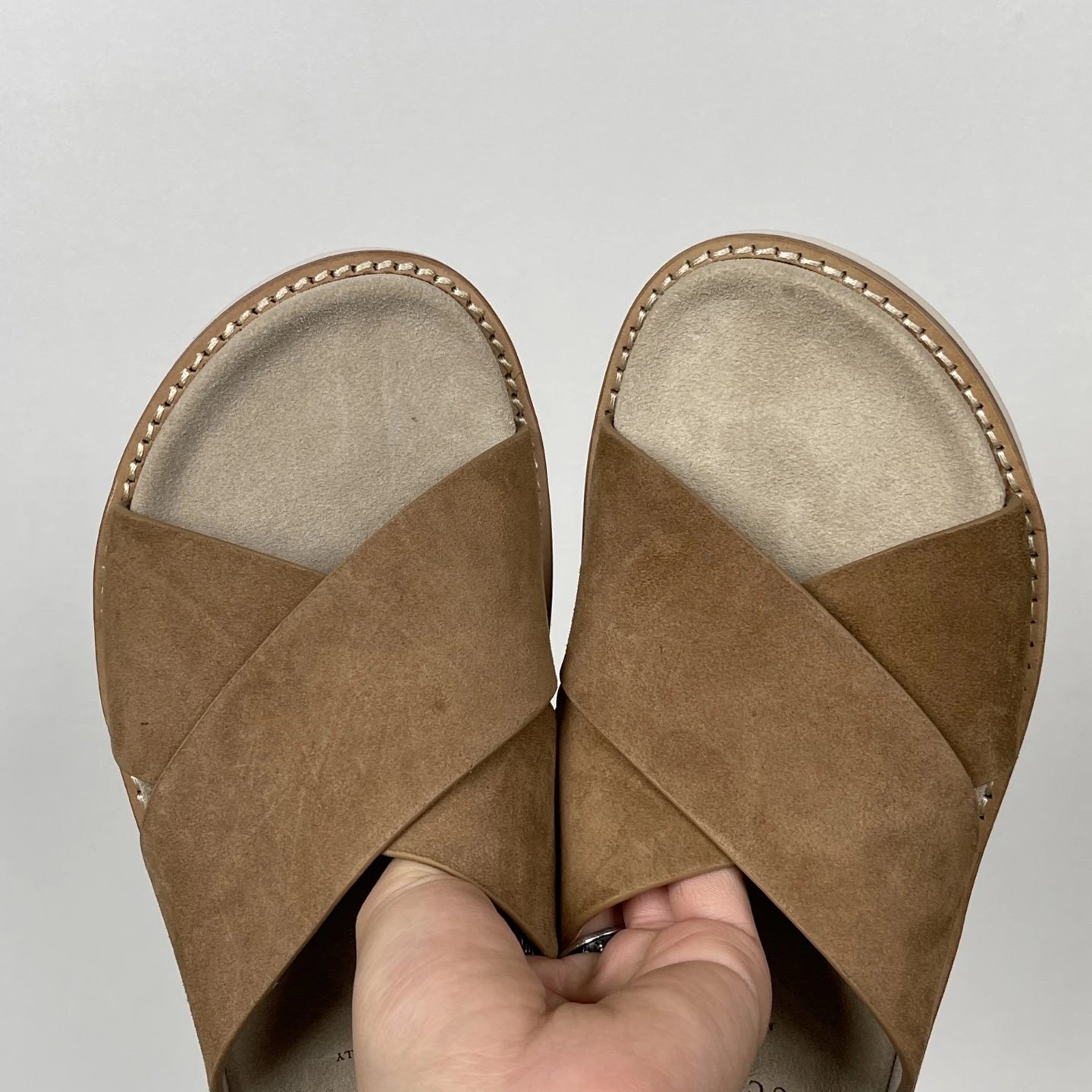 Brunello Cucinelli Slippers Suede Slide Sandals — BC cross brown slippers