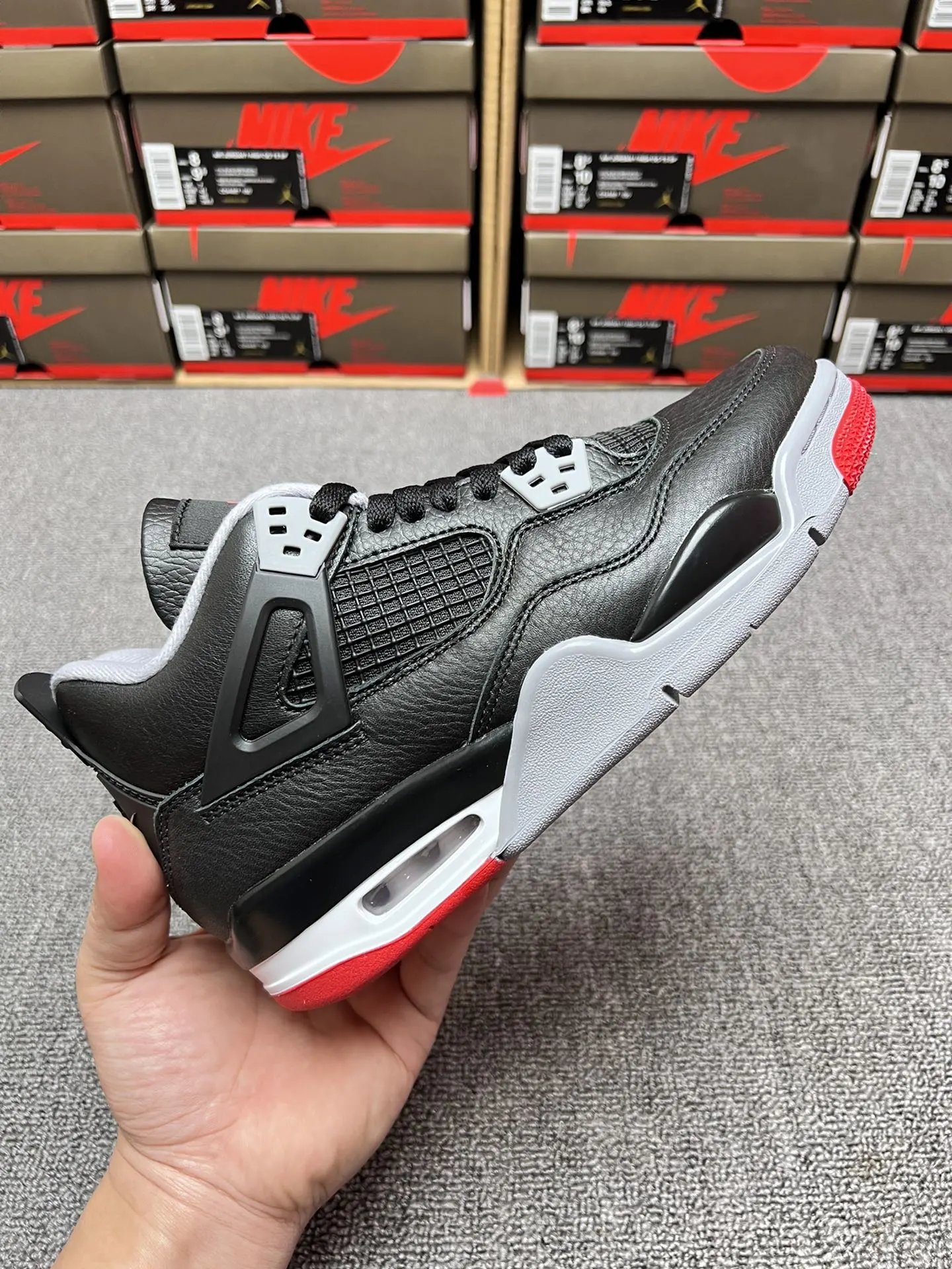 AJ4 Black Red Leather FV5029-006