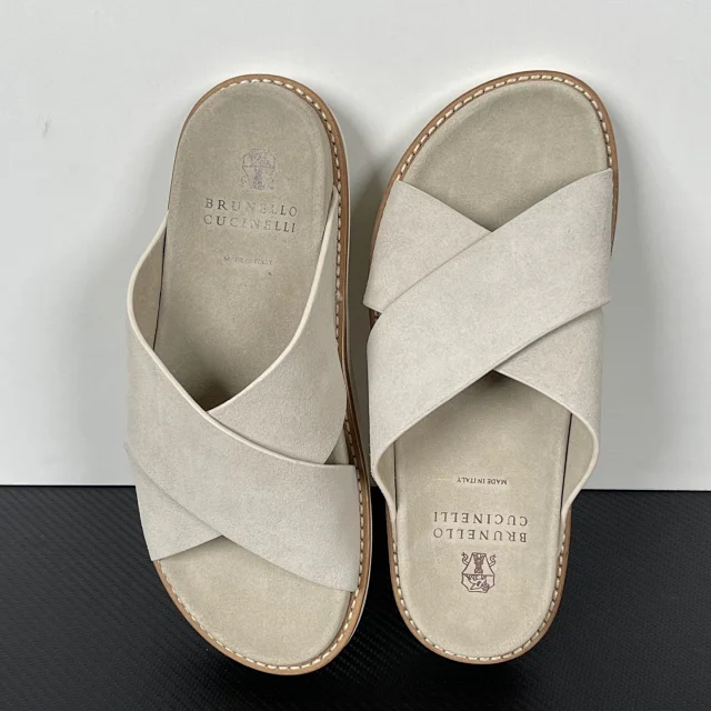 Brunello Cucinelli Slippers Suede Slide Sandals product detail image 36