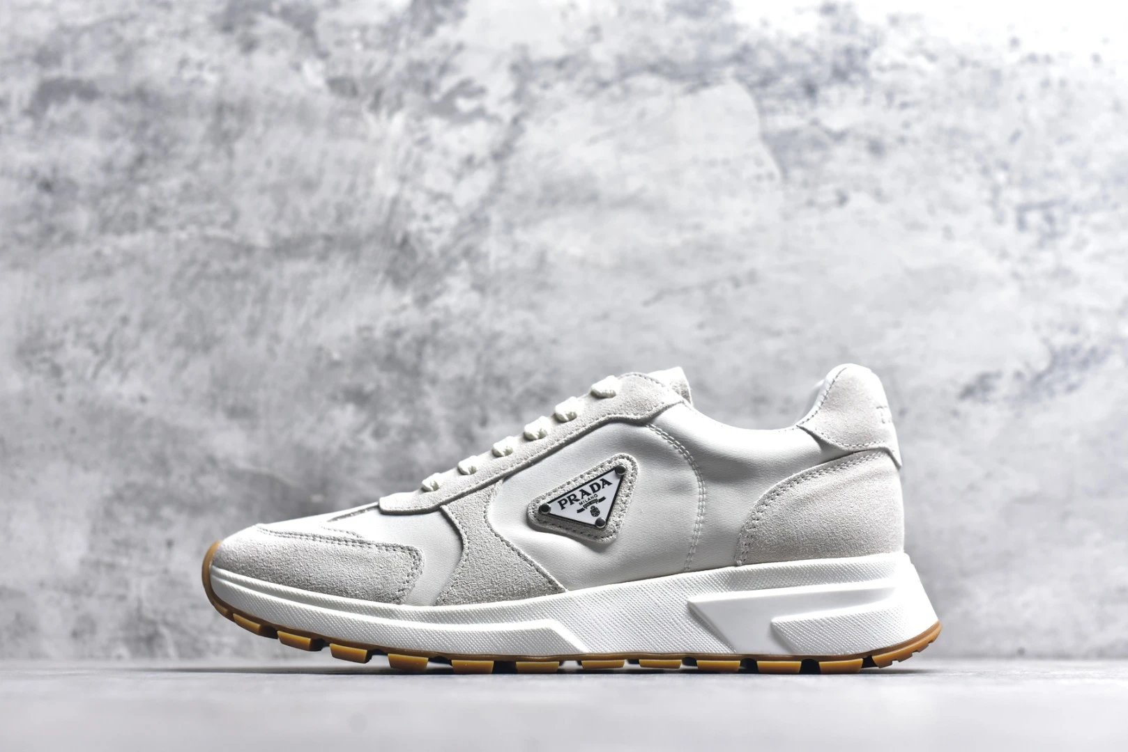 Prada Sneakers Prax 01 — Prax 01 pure white suede raw rubber sole