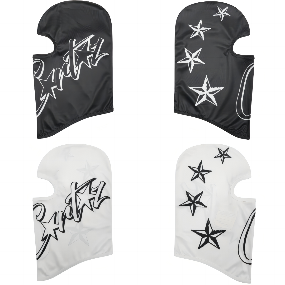 Black and White Star Print Balaclavas