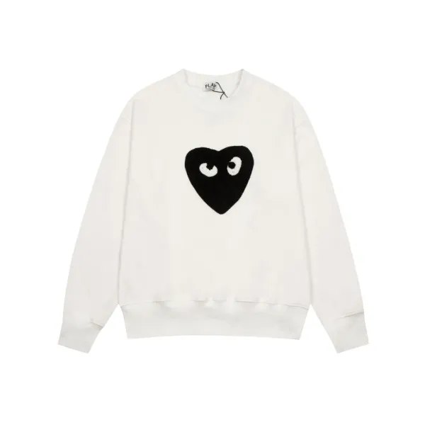 Play Comme des Garçons Heart Eyes White Hoodie - 1