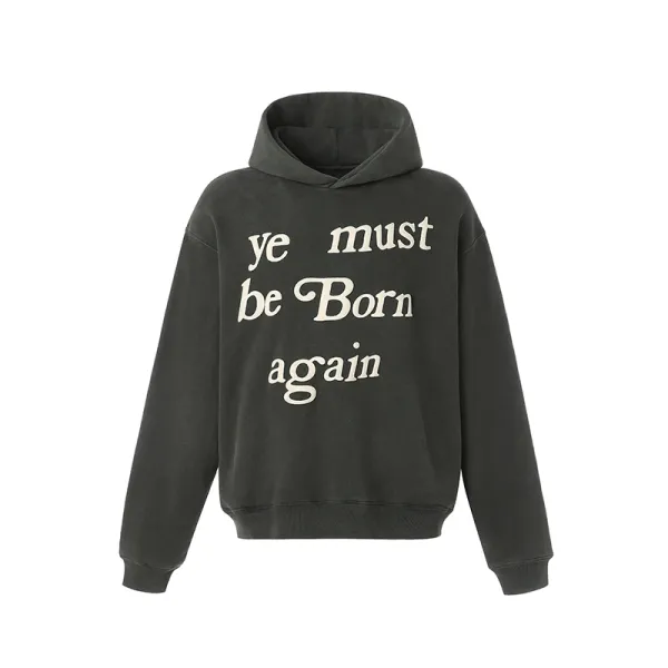 Off-White 'Ye Must Be Born Again' Washed Black Hoodie - 1