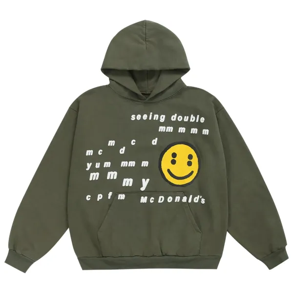 McDonald's x Unknown Artist Smiley Face Graphic Hoodie Army Green - 1