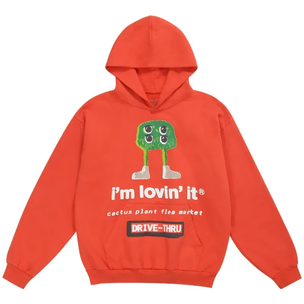 Cactus Plant Flea Market x Drive-Thru I'm Lovin' It Hoodie Orange - 1
