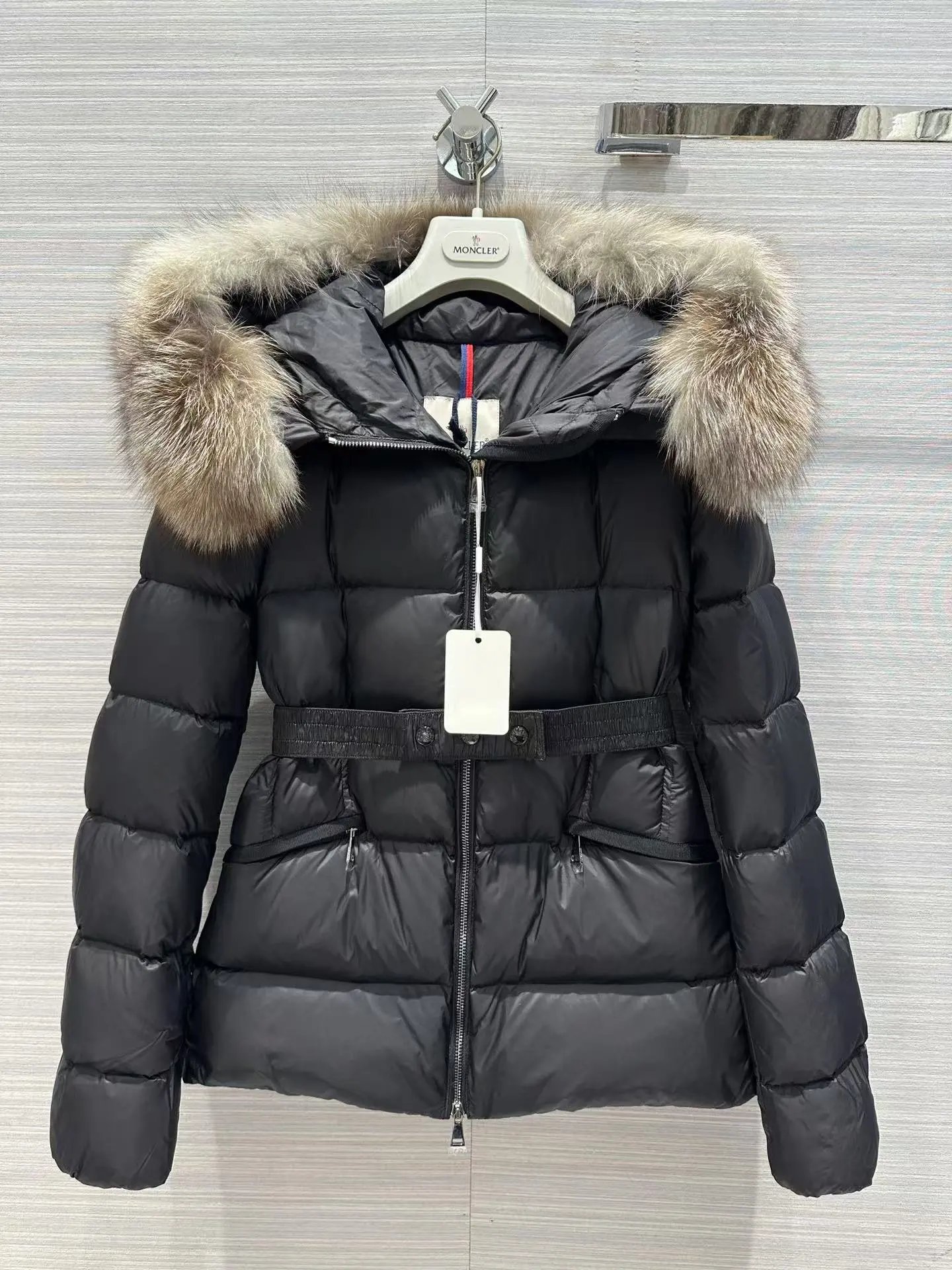 Moncler Chantilly Black Down Jacket with Detachable Fur Hood - 11