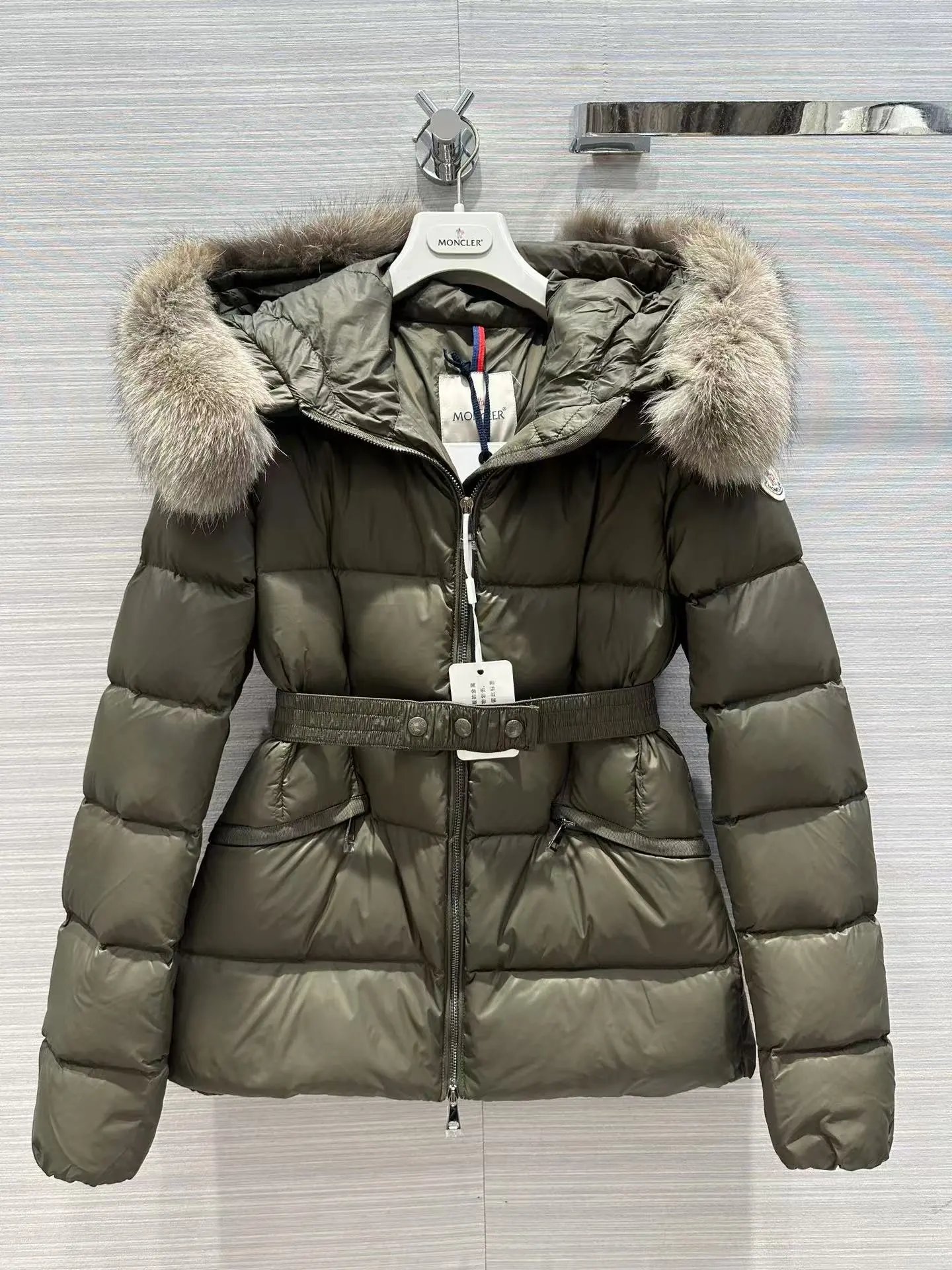 Moncler Chantilly Black Down Jacket with Detachable Fur Hood - 13