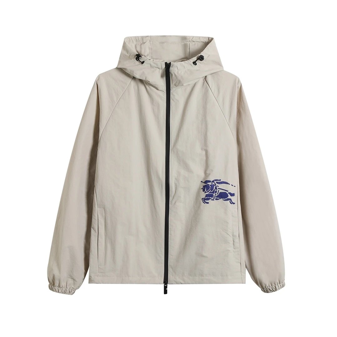 Burberry Equestrian Knight Windbreaker Royal Blue Outerwear - 12