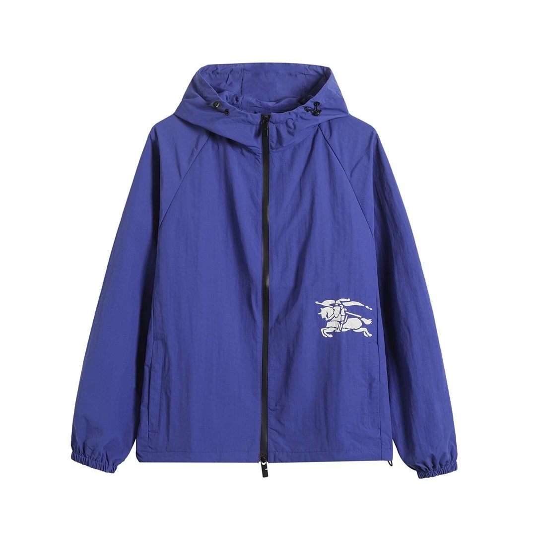 Burberry Equestrian Knight Windbreaker Royal Blue Outerwear - 13