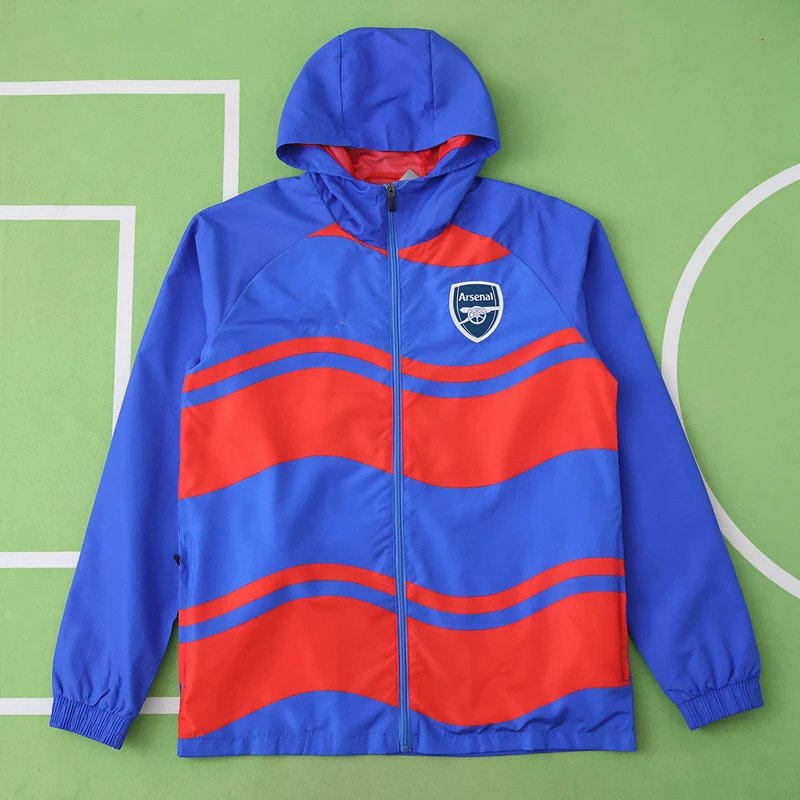 2425 Arsenal Hooded Windbreaker in Red and Blue (Customization info must be noted in the order; messages are not accepted)