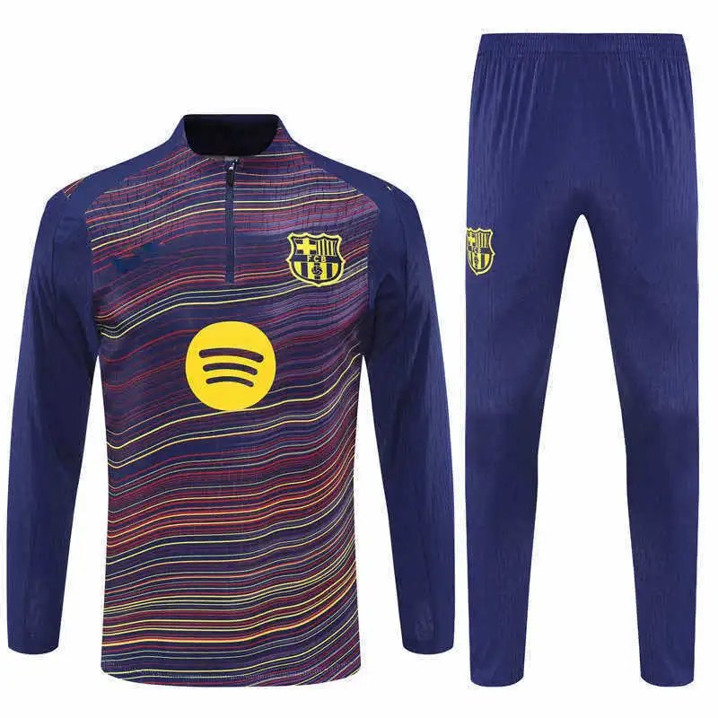 2526 Barcelona Colorful Striped Training Set Half-Zip (Please note customization info when placing order, messages are not counted)