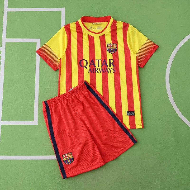 1314 Barcelona Away Red and Yellow Kids' Jersey (Please note customization info when placing order; messages will not count)