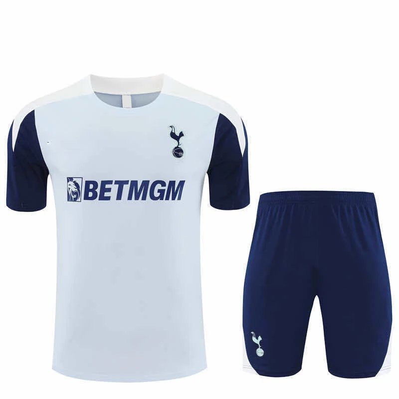 2526 Tottenham Grey White Collar Training Kit Short Sleeve (Please note customization info when placing order, messages not counted)