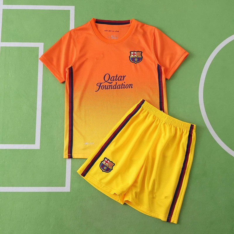 1213 Barcelona Away Orange Kids' Jersey (For custom info, please leave a note when placing order; messages are not counted)