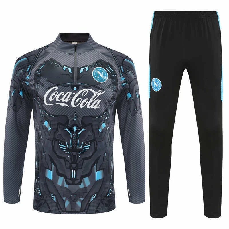 2526 Napoli Grey Tracksuit Half-Zip Set (Please Note Customization Info When Placing Order, Messages Not Counted)