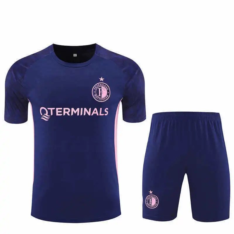 2526 Feyenoord Dark Blue Training Suit Set Short Sleeve (For customization info, please note it when placing an order; sending a message does not count)