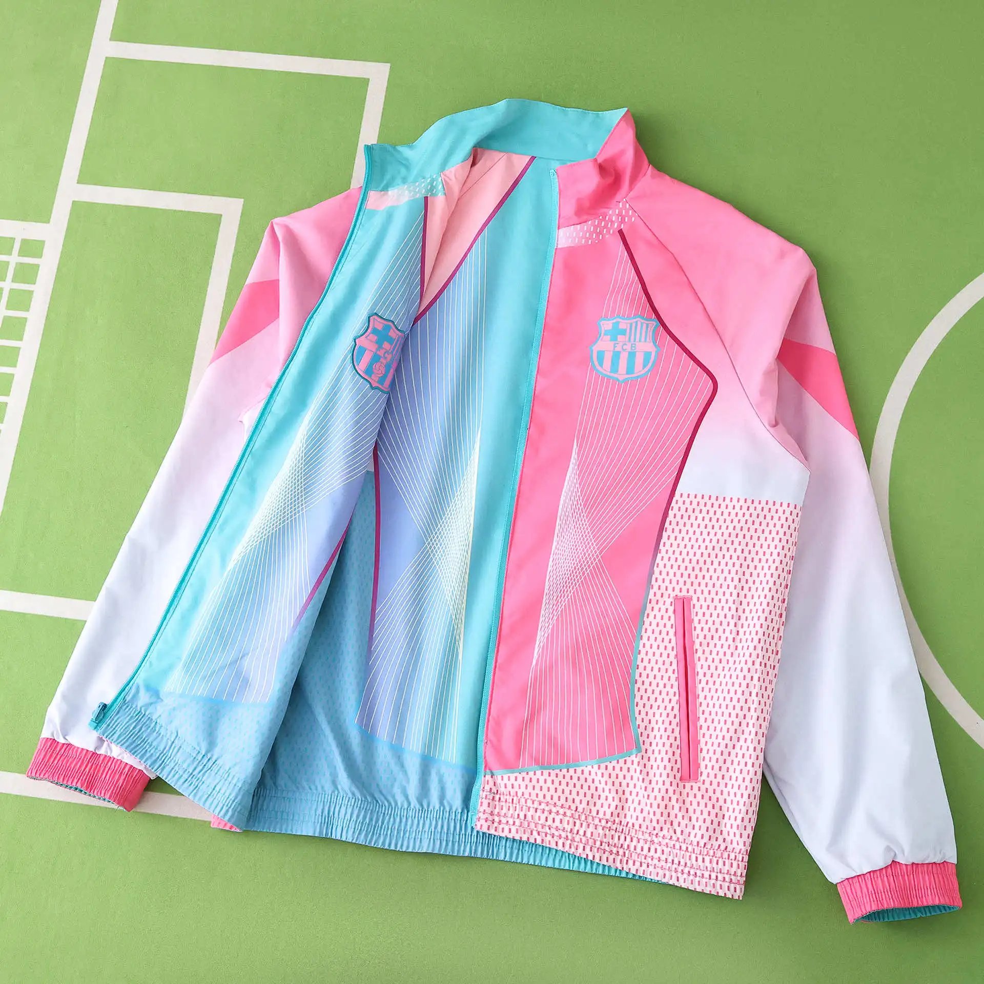 2526 Barcelona Pink Blue Flour Color Double sided Dress (Please note customization information when placing the order, messages are not included)