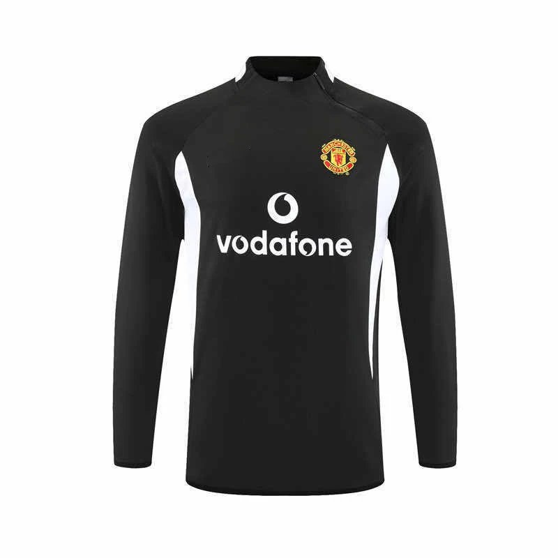 0203 Manchester United Black Retro Half-Zip Long Sleeve (Please note customization info when placing order, messages not accepted)