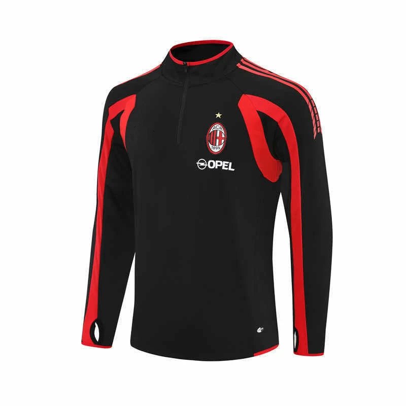 9899AC Black Red Sleeve Vintage Half-Zip Long Sleeve (Please note customization info in order remarks; messages won't count)