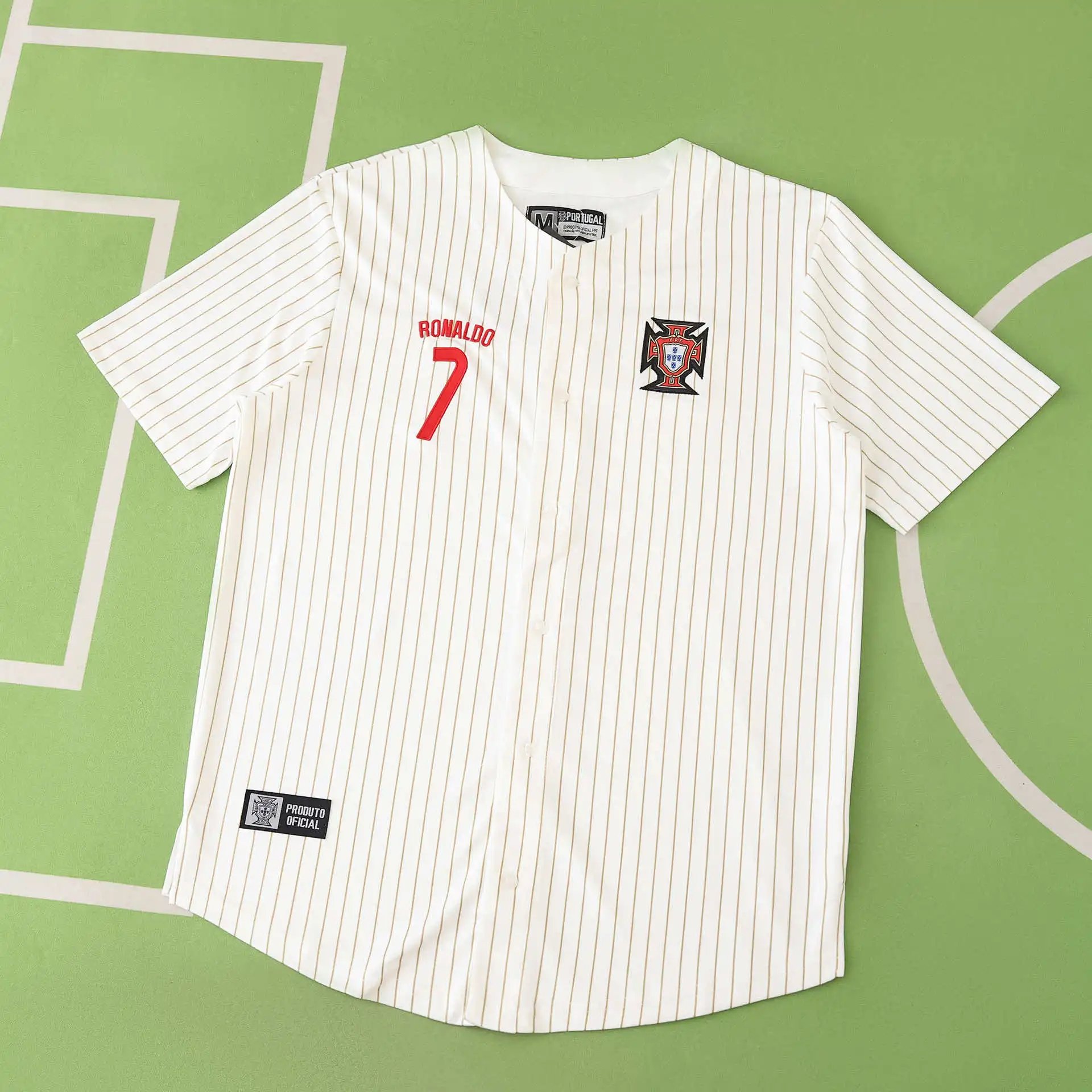 2526 Portugal Beige Baseball Jersey Short Sleeve