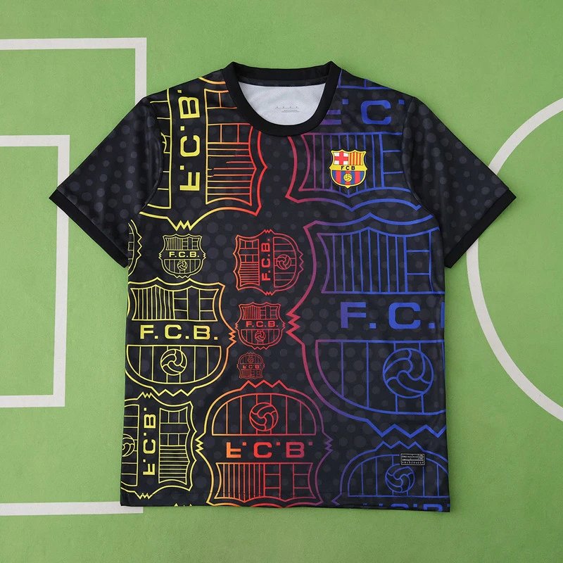 2526 Barcelona Black with Colorful Logo Thai Version (Please note customization info when placing order, messages not counted)