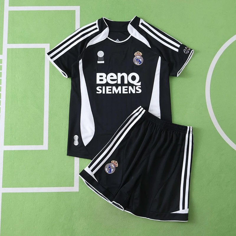 0607 Real Madrid Third Kit Black Kids Jersey (Please note custom information when placing your order, messages do not count)