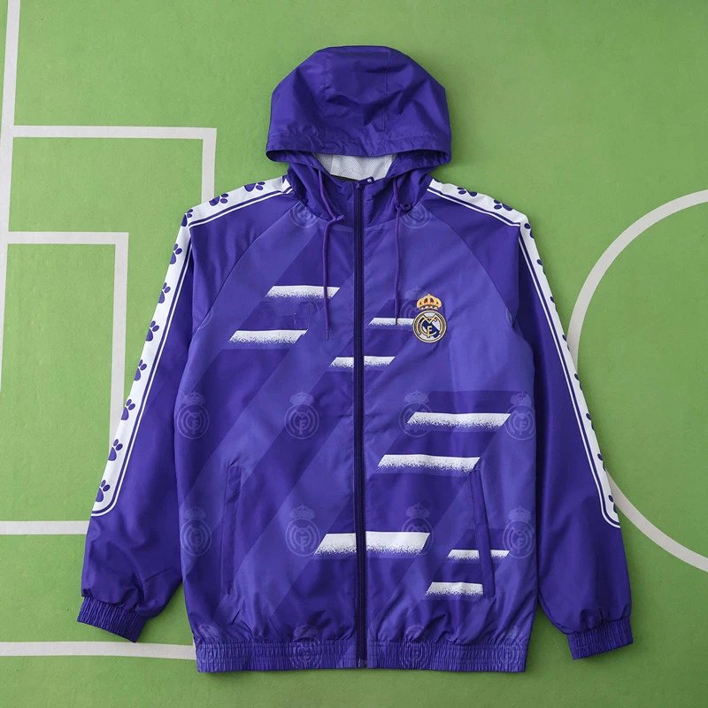 9596 Real Madrid Purple Hooded Windbreaker (Please leave custom notes at checkout; messages are not considered order notes)