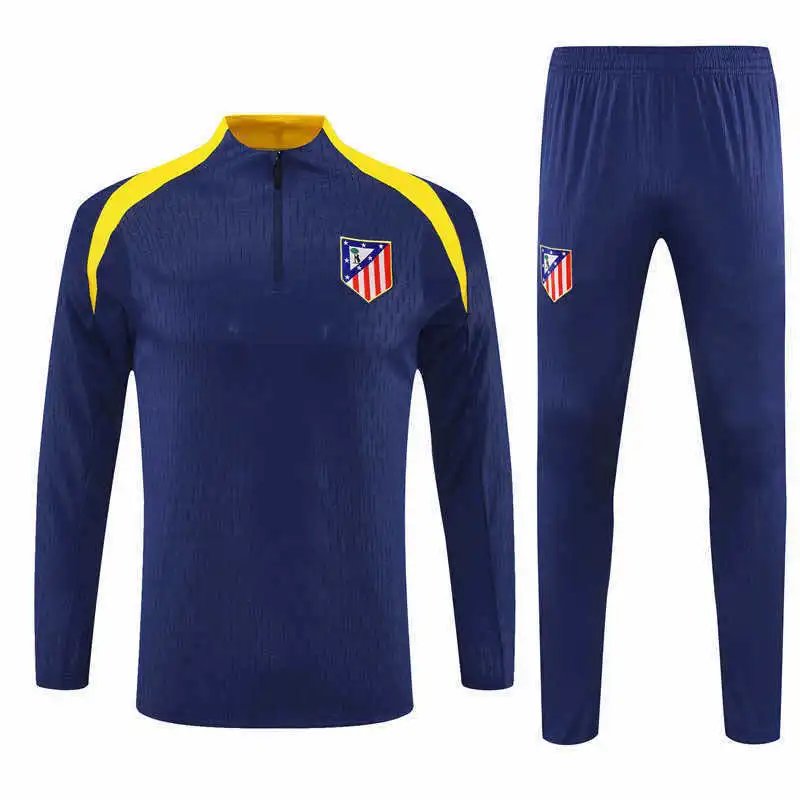 2526 Atletico Madrid Blue and Yellow Collar Training Kit (Please note customization info when placing order, messages not accepted)