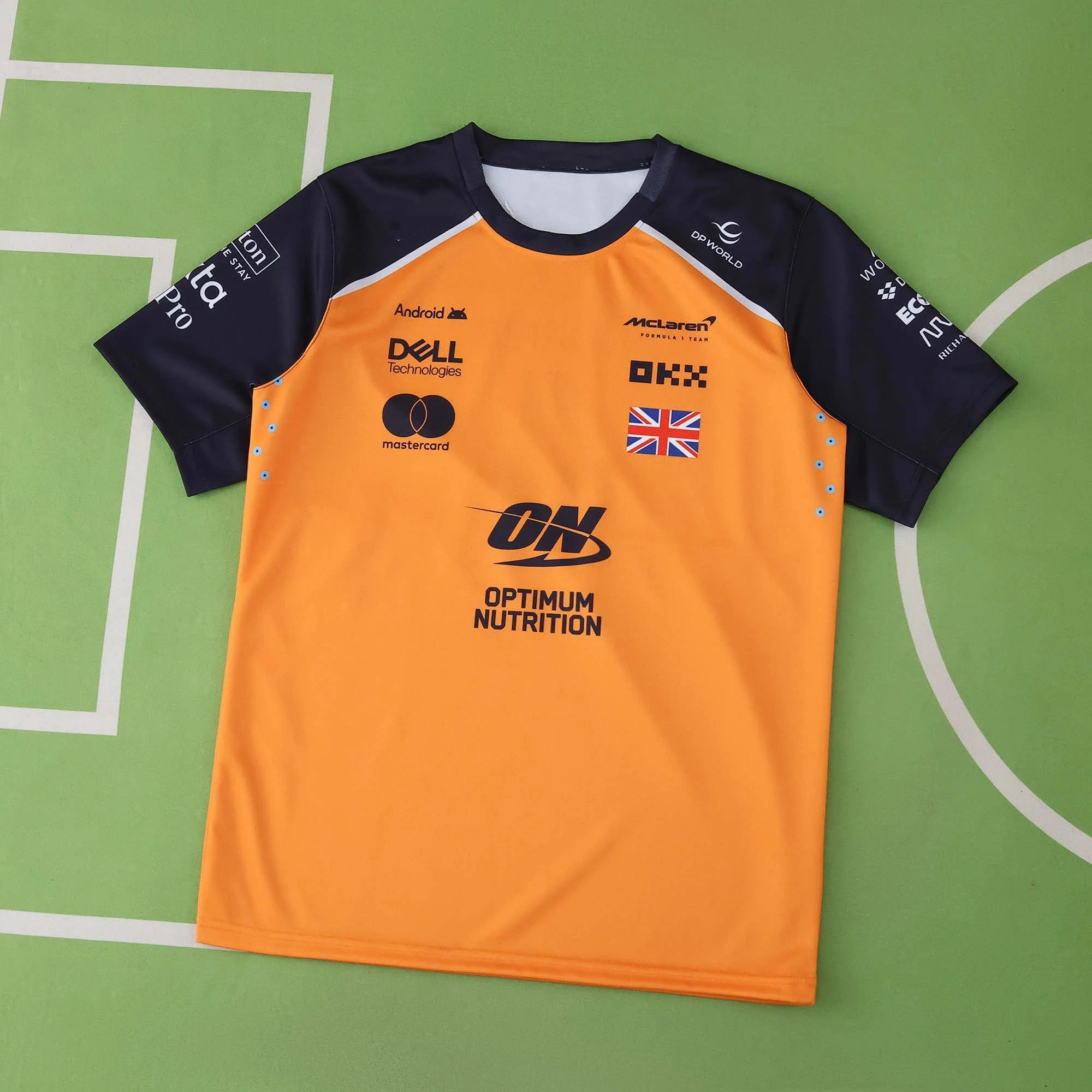 F1 McLaren Racing Orange Navy Blue Short Sleeve T-Shirt No. 4 (For customization, please leave a note when placing your order; messages are not counted)