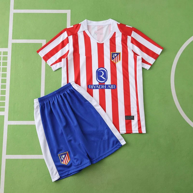2526 Atletico Madrid Home Kids Jersey (Please note customization info when placing order; messages not counted)