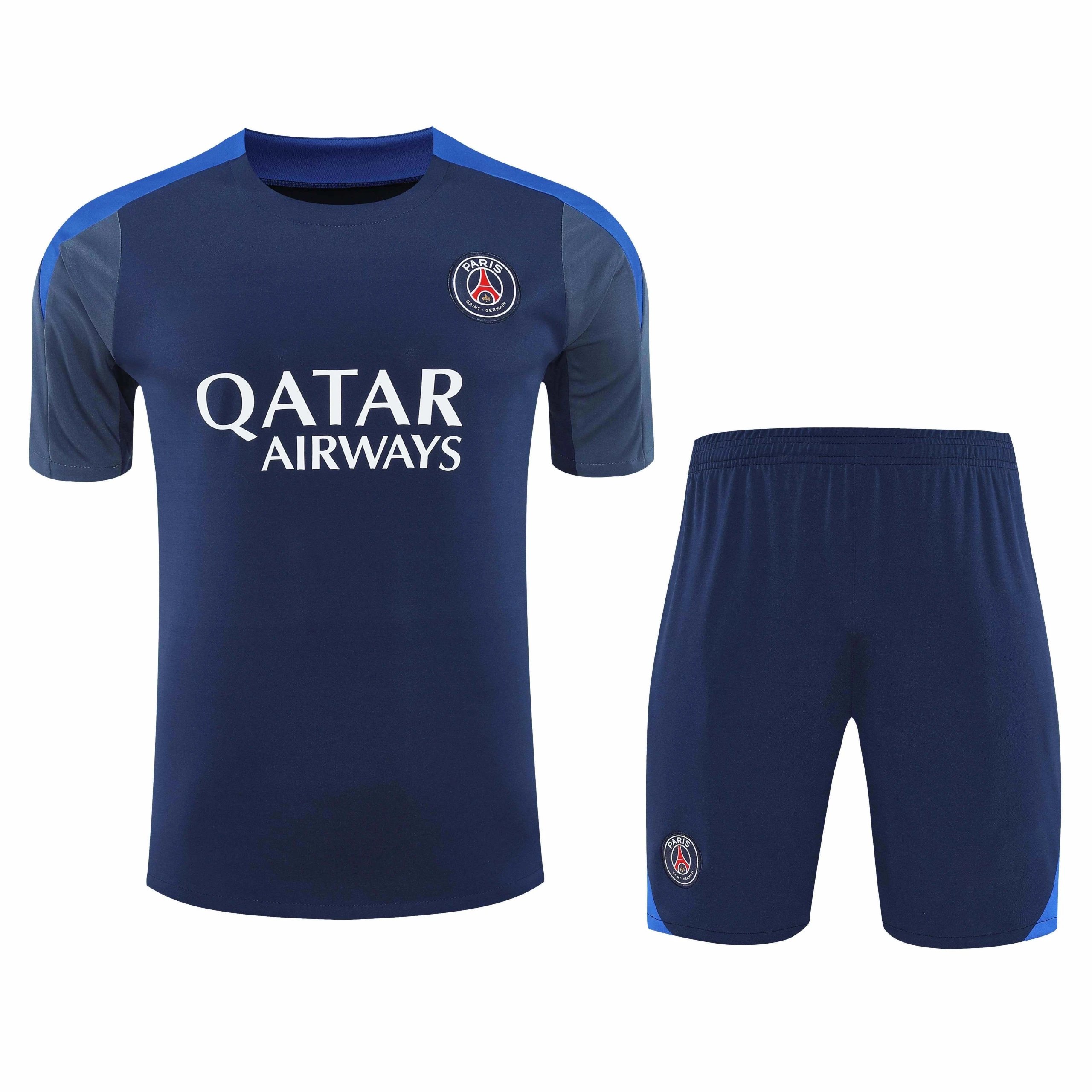 2526 Paris Deep Blue Training Suit Set Short Sleeve (Please note customization info when placing order, messages are not counted)