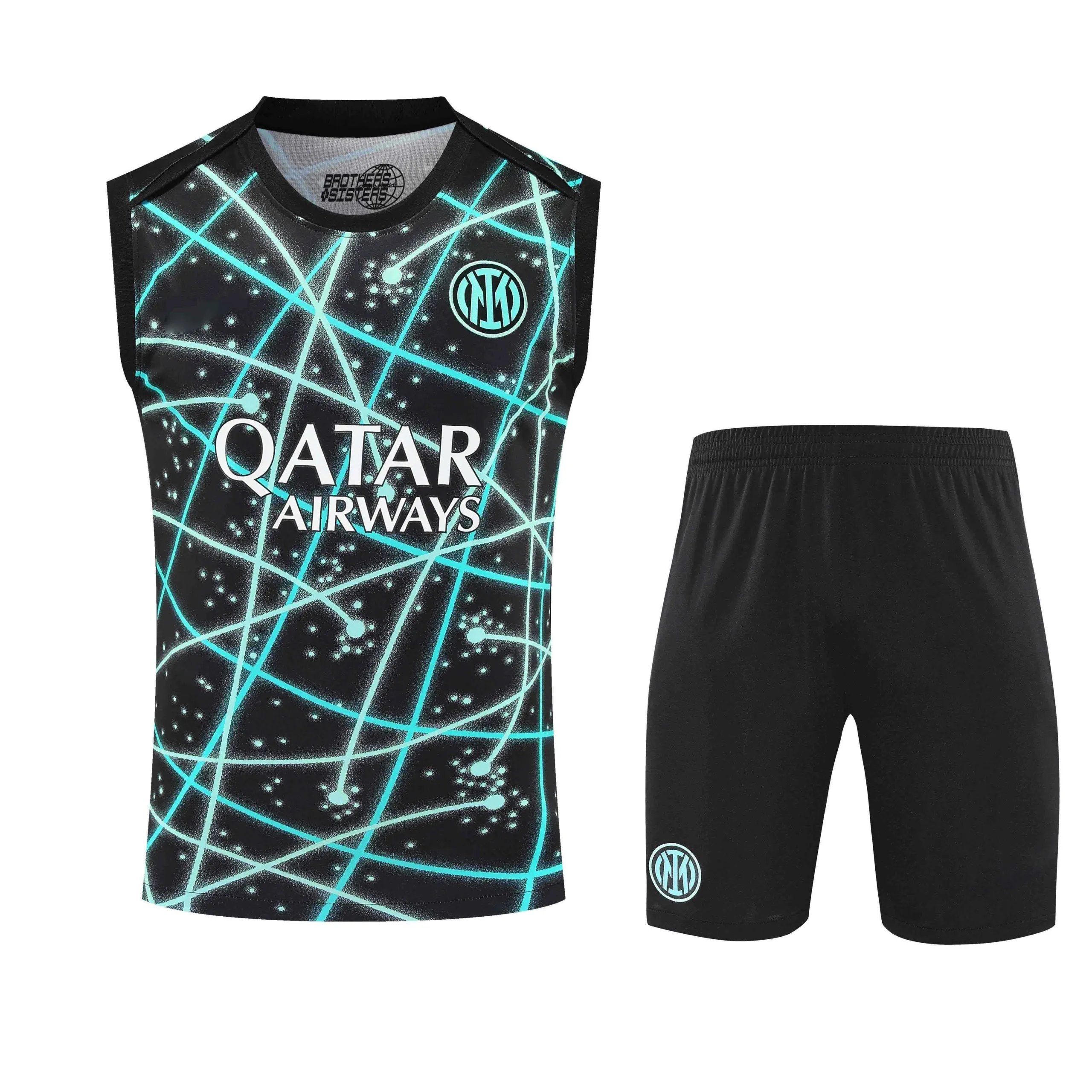 2526 Inter Milan Black and Blue Striped Training Suit Set Vest (For custom info, please leave a note when placing your order; messages are not counted)
