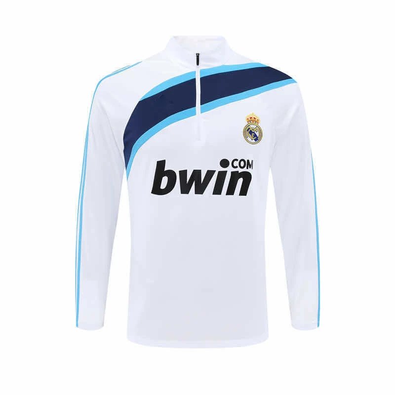 0910 Real Madrid White Retro Half-Zip Long Sleeve (Please note customization info in your order remarks; messages don't count)
