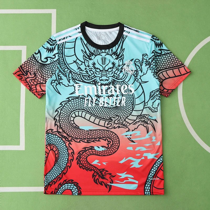 24/25 Real Madrid Blue/Red Chinese Dragon Thai Version (For custom info, please leave a note when placing your order; sending a message does not count)