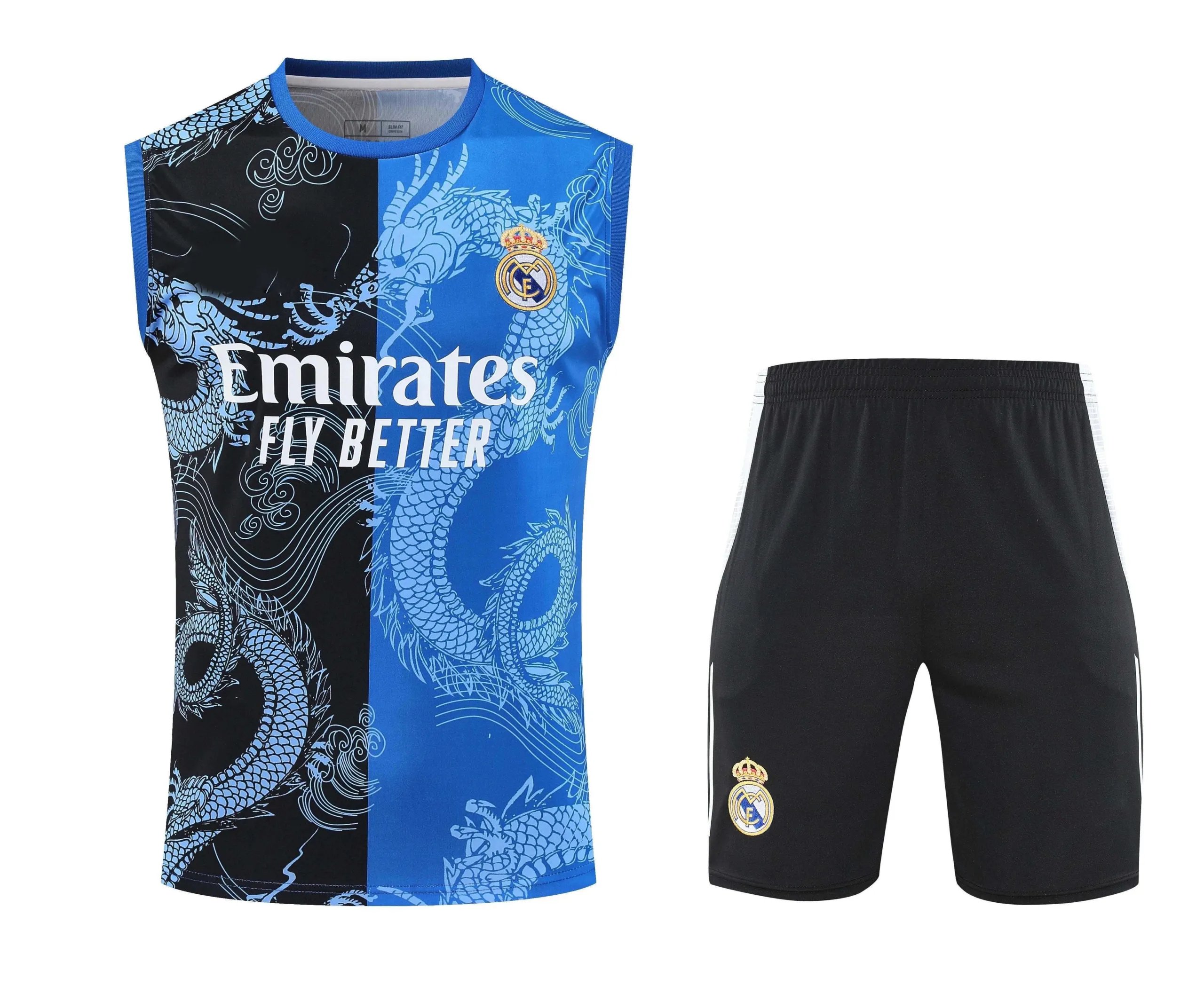 2526 Real Madrid Black and Blue Chinese Dragon Training Kit Tank Top (Please note customization info in order remarks, messages are not counted)