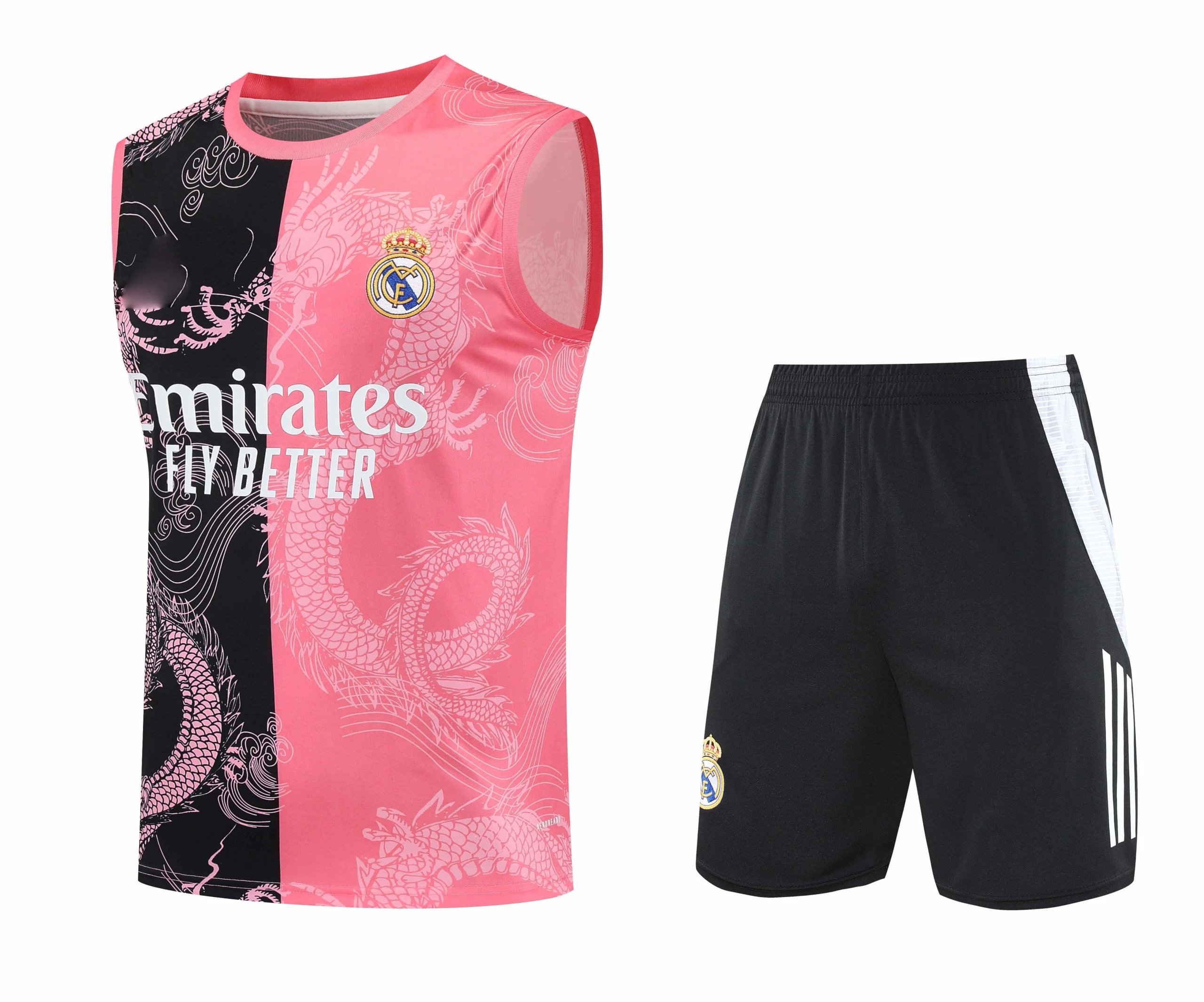 2526 Real Madrid Black and Pink Chinese Dragon Training Kit Tank Top (Please note customization info when placing order, messages not accepted)