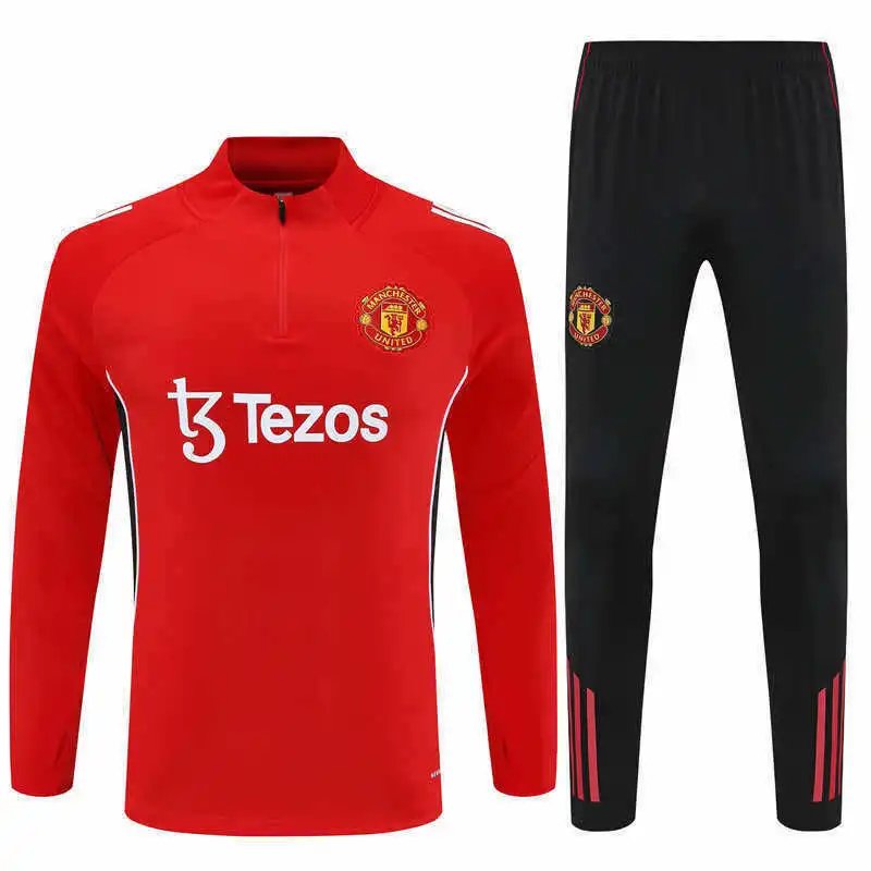 2526 Manchester United Red Training Suit Half-Zip Set (For custom info, please leave a note when placing your order; messages don't count)