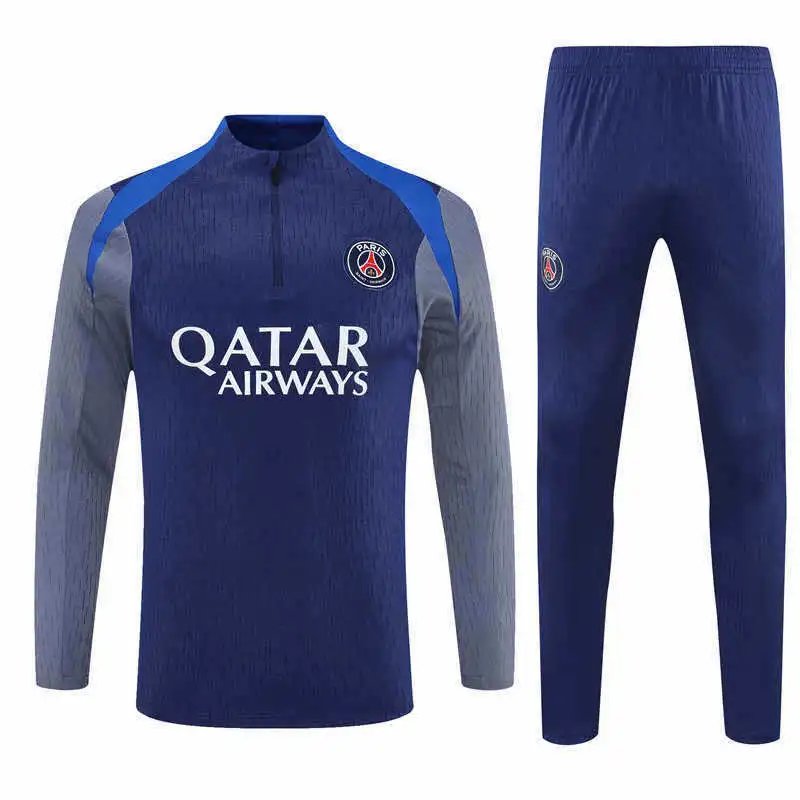 2526 Paris Dark Blue Blue Shoulder Training Half-Zip Tracksuit (For custom information, please leave a note when placing an order; sending a message does not count)