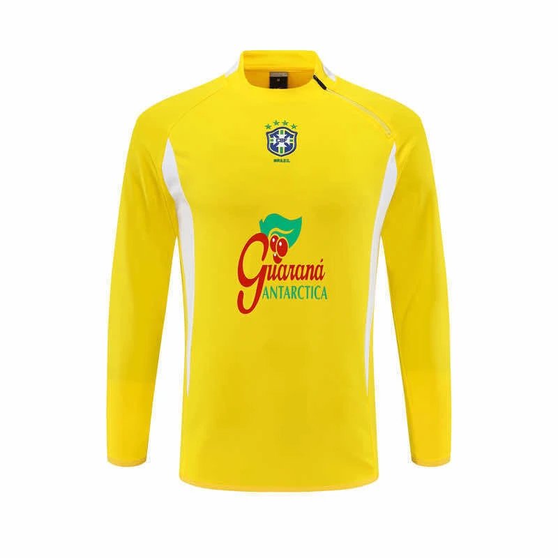 2002 Brazil Yellow Half-Zip Training Top Long Sleeve (Please leave customization details in order notes; messages are not counted)