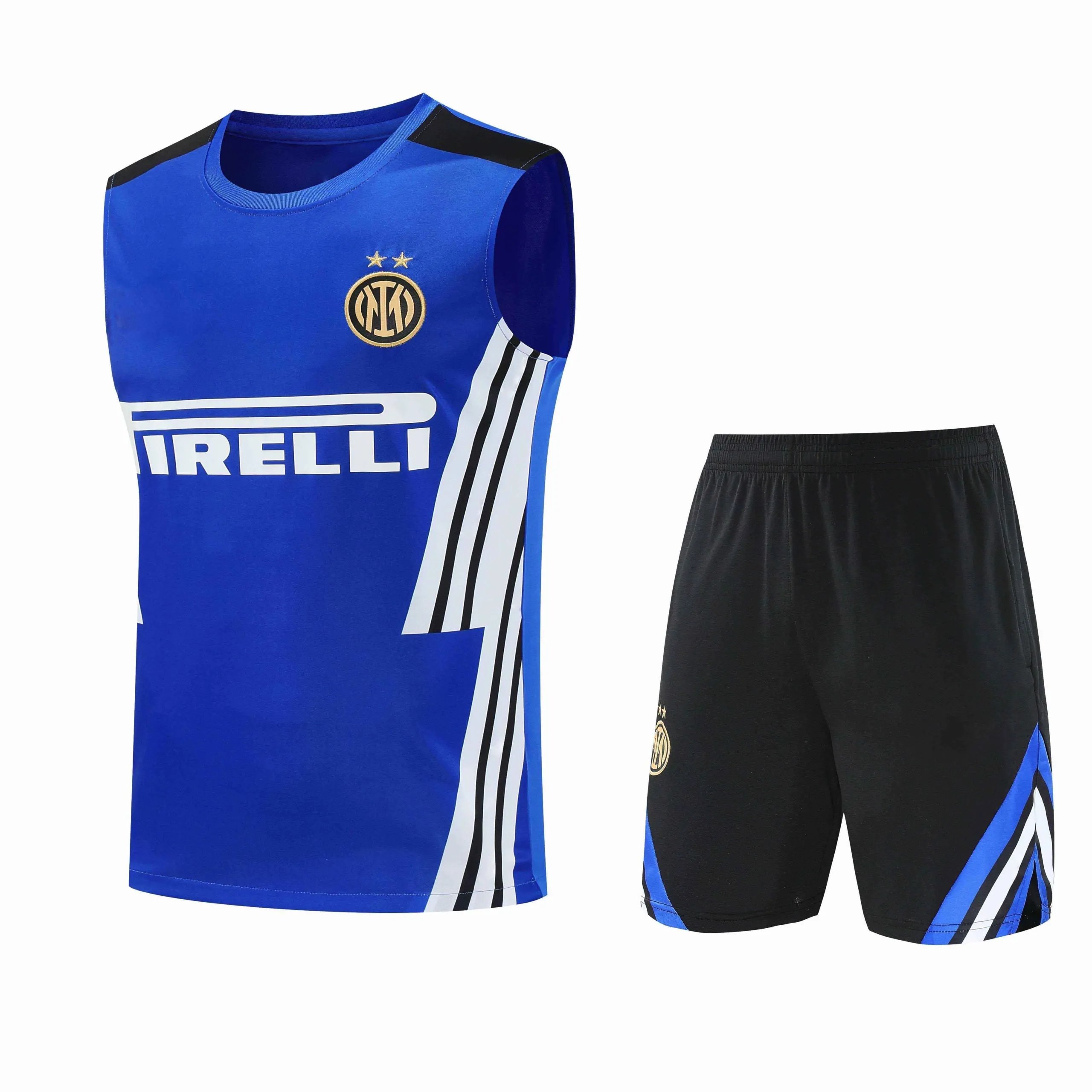 2526 Inter Milan Blue Black Sleeve Training Suit Vest Set (Please note customization info in order remarks, messages are not counted)