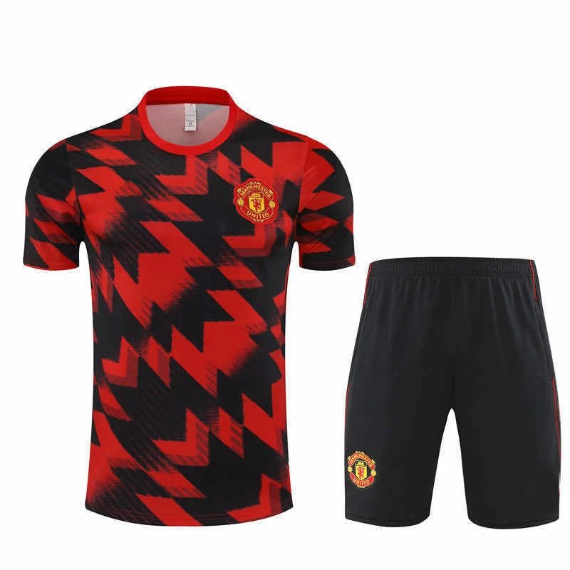 2526 Manchester United Black and Red Spliced Training Kit Short Sleeve (Please leave customization info in order notes; messages will not count)