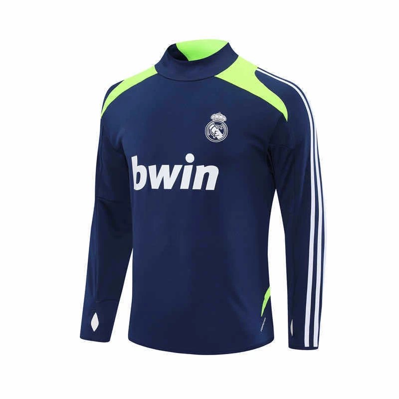 1213 Real Madrid Blue Retro Half-Zip Long Sleeve (Please note customization info when placing order, messages won't count)